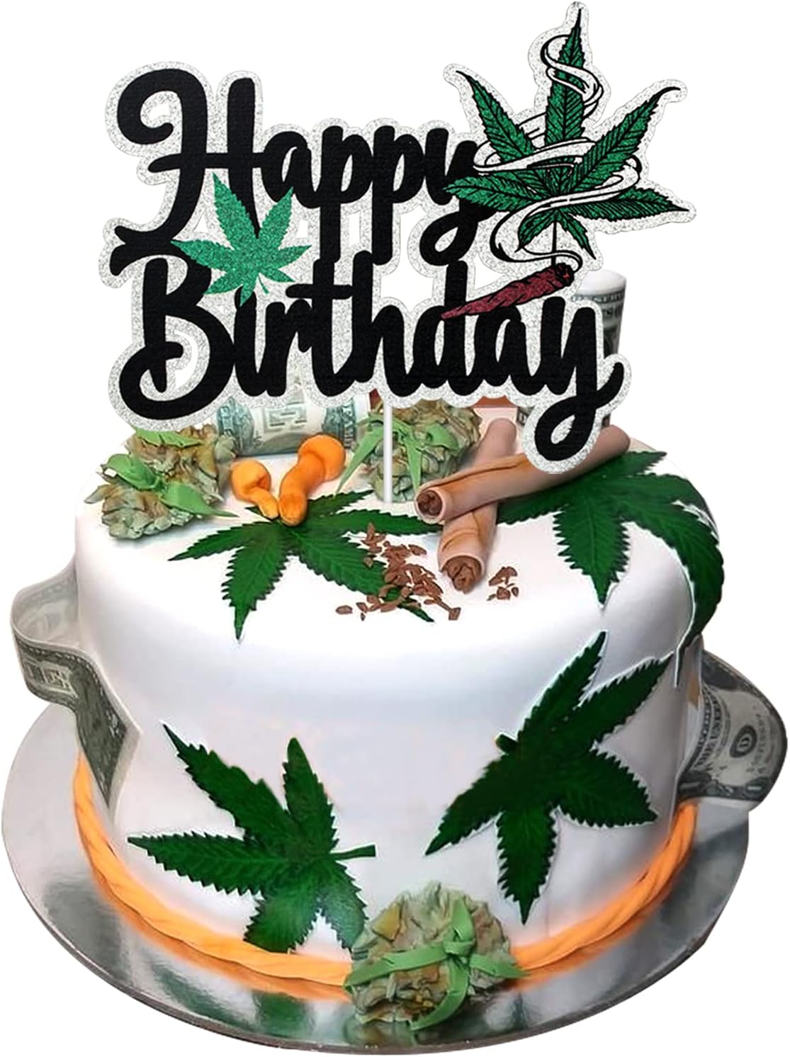 Decoración para tarta de cumpleaños con hojas de maceta  Decoración para tarta de cumpleaños con texto en inglés Have a Dope  Decoraciones de