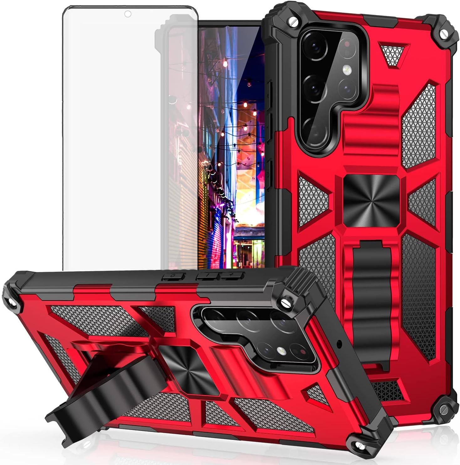 Asuwish Funda para Samsung Galaxy S22 Ultra 5G con protector de pantalla de vidrio templado y accesorios para celular, función atril, protección de