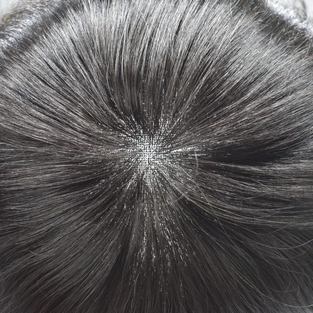 RESHE Sistema de cabello para hombres, pieza de cabello humano real, pieza fina mono para hombre, postizo de encaje frontal, unidad de cabello para