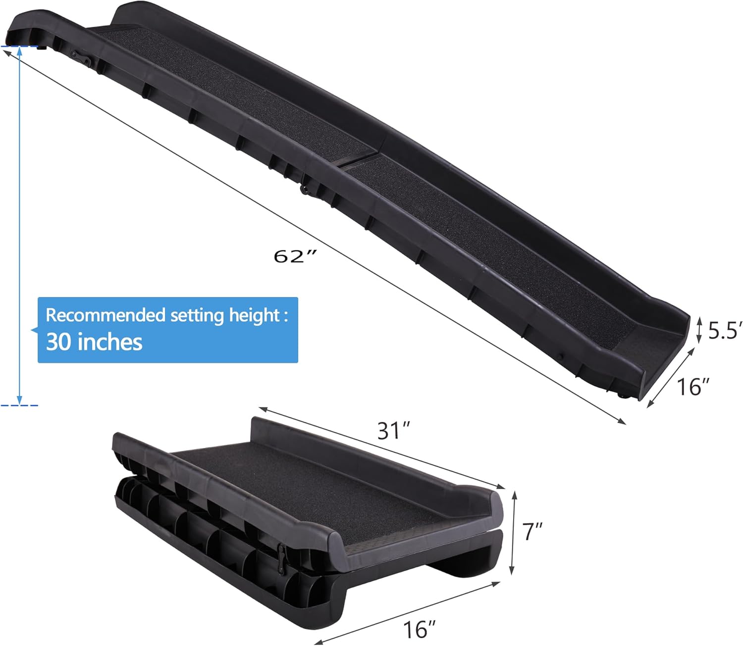 Rampa plegable para perros SUVcoche de 62 pulgadas de largo, escaleras para cachorros, perros viejos, artritis, dolor en las articulaciones, rampa