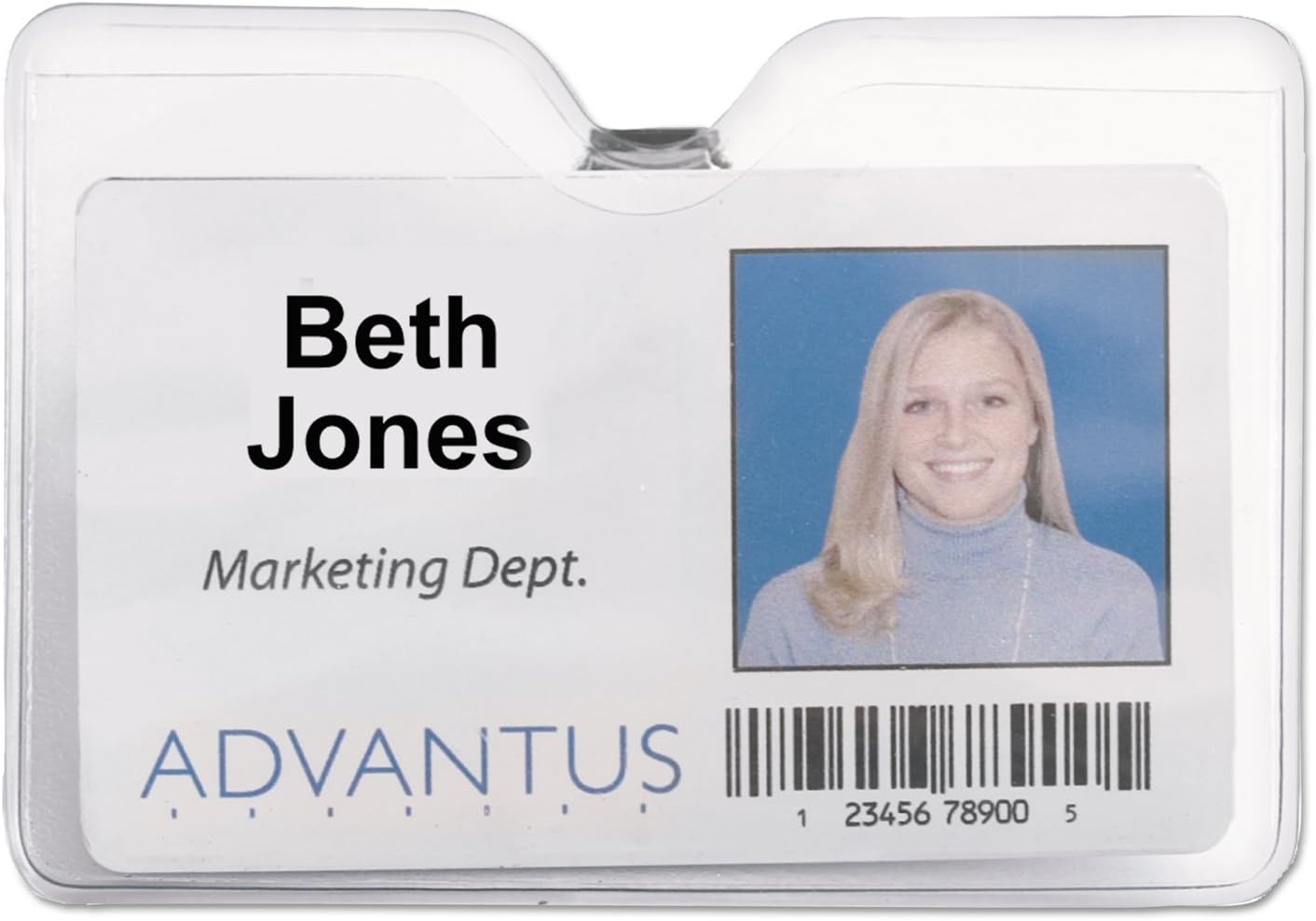 ADVANTUS Portatarjetas de seguridad e identificación con clip, horizontal, tamaño de inserción de 4 x 3 pulgadas, vinilo, caja de 50 (75456)