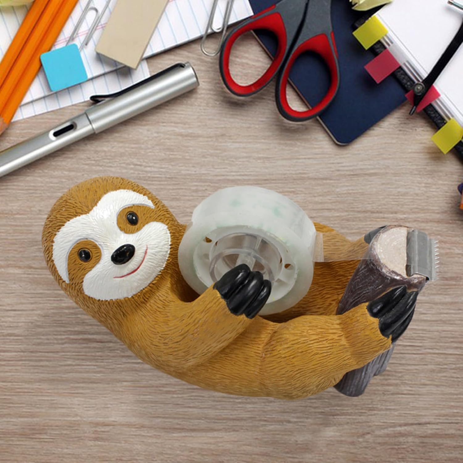 Dispensador de cinta perezosa  Soporte de rollo adhesivo  Cortador de cinta  Bonitos juegos de papelería y regalos lindos (perezoso)