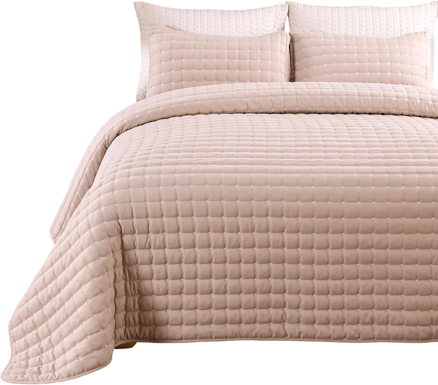 Qucover Juego de edredón California King de 118 x 106 pulgadas, edredón de 3 piezas de microfibra suave en punto de cruz, con 2 fundas de almohada,