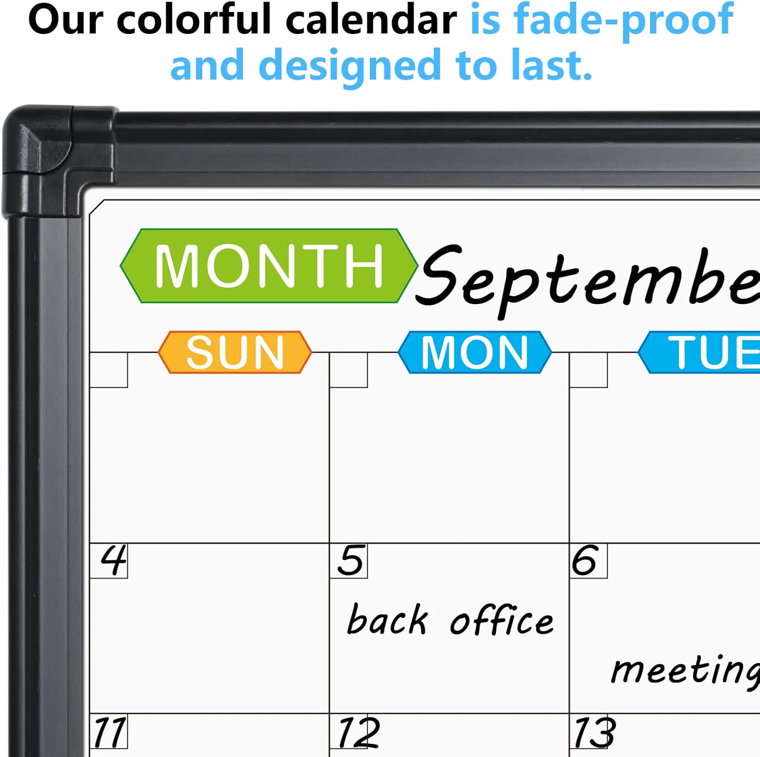 JILoffice Calendario magnético de borrado en seco, pizarra blanca de 4 meses, 36 x 24 pulgadas, marco de aluminio negro, tablero montado en la pared