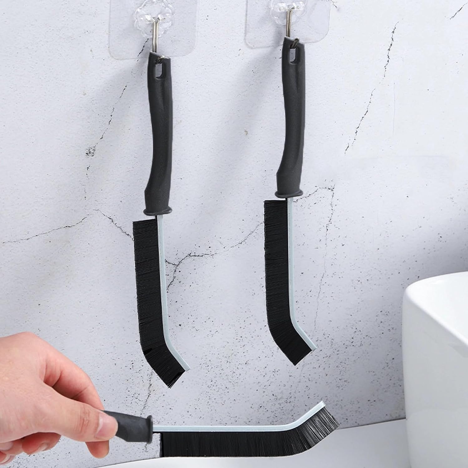 Cepillo de limpieza de huecos de baño, cepillos de cerdas duras, cepillo multifuncional de limpieza de ranura de mano, cepillo de esquina muerta