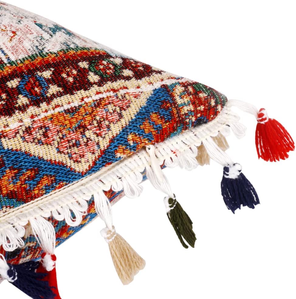 Yeiotsy Funda de almohada decorativa bohemia con borlas, funda de almohada bohemia colorida para sofá cama, decoración del hogar (18 x 18 pulgadas,
