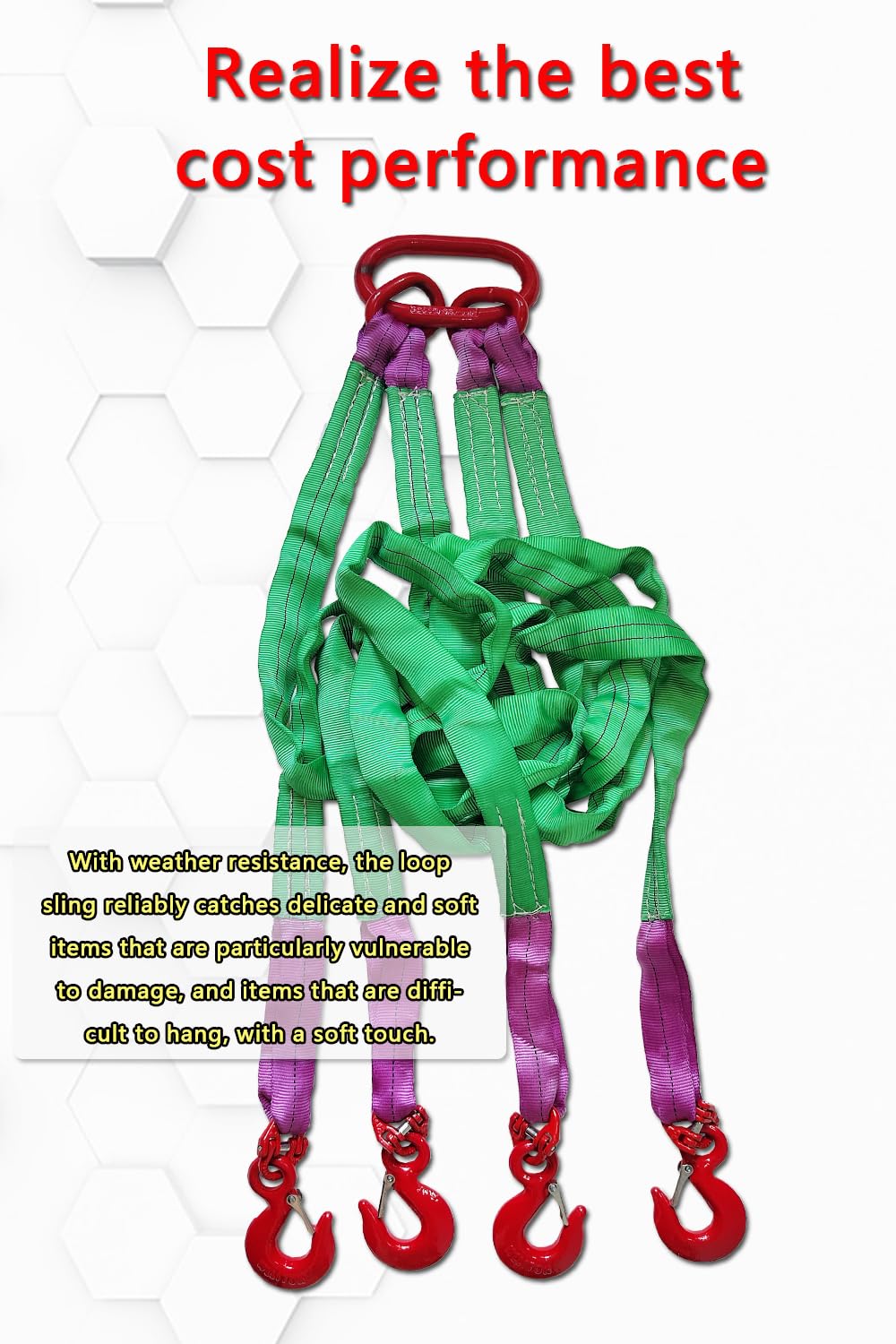 Eslinga de red de bridle de cuatro patas 6.5ft 6610lb Tipo de correa con gancho 6.6 ft 6,613.9 lbs Peso ligero y capacidad flexible Eslinga de acero