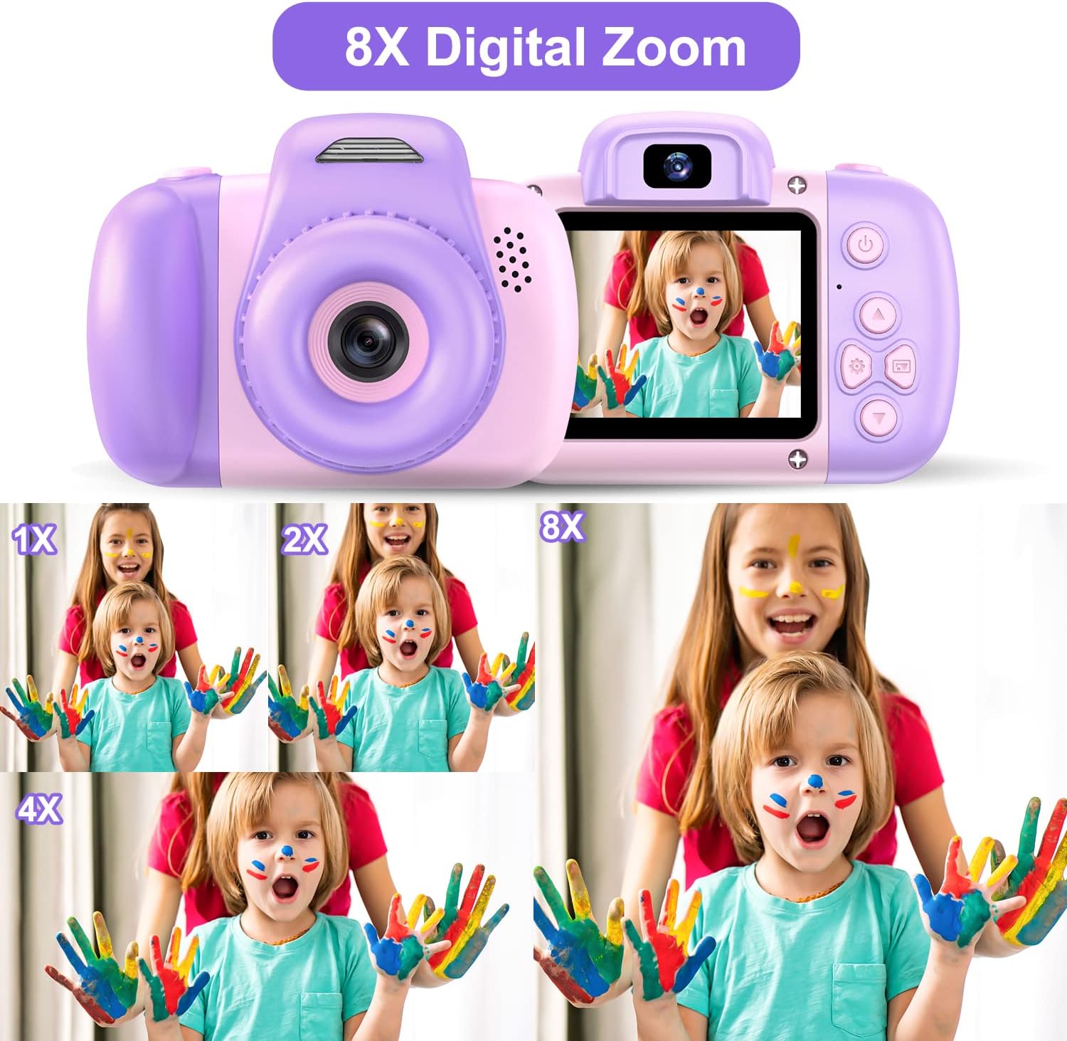 Goopow Mini cámara de juguete para niños de 3, 4, 5, 6, 7, 8 años, videocámara digital para niños pequeños, el mejor regalo de festival de