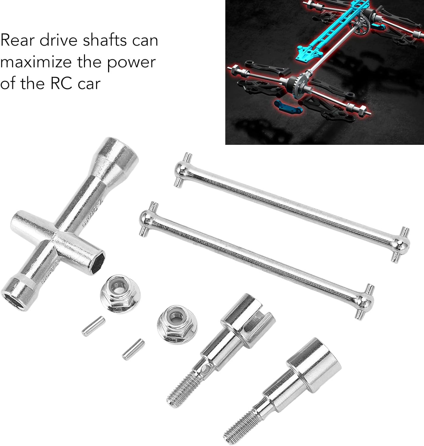 Eje de transmisión trasero RC, eje de transmisión RC de acero de alta dureza para SCY 16101 16102 16103 16201PRO 116 RC Car