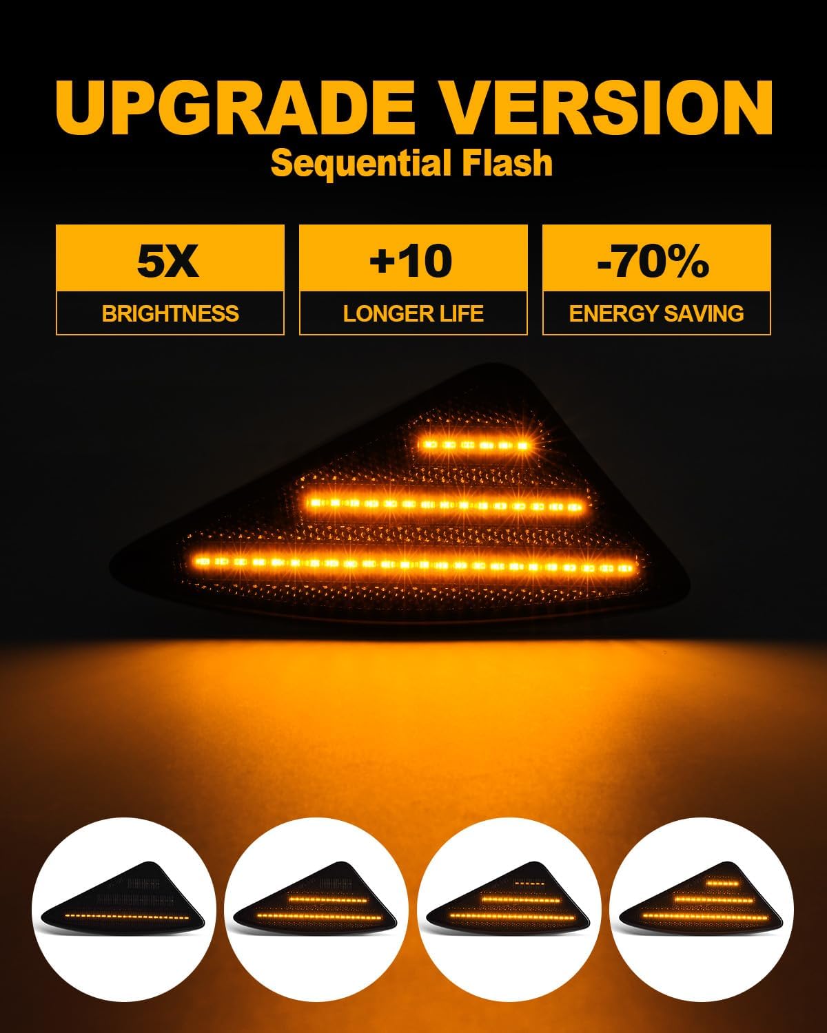 Luces LED de posición laterales compatibles con Kenworth T660 T170 T270 T370 semirremolques 2008-2021 Luces direccionales dinámicas de guardabarros
