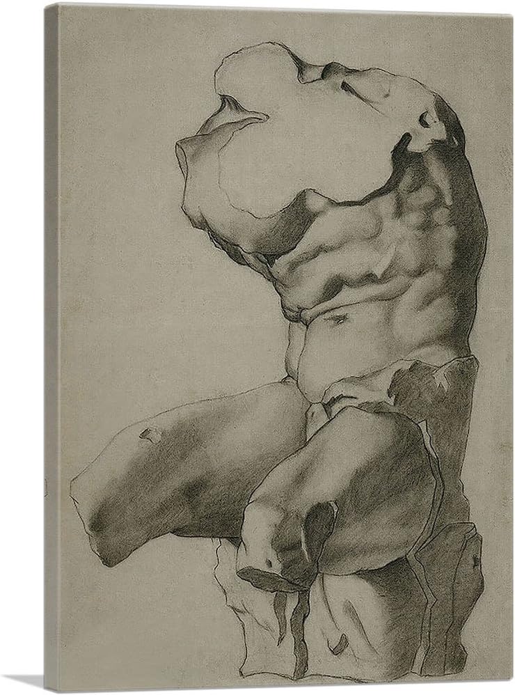 ARTCANVAS Study For a Torso 1892 Canvas Art Print Stretched Framed Painting Picture Poster Giclee Wall Decor by Pablo Picasso – 26″ x 18″ (0.75″