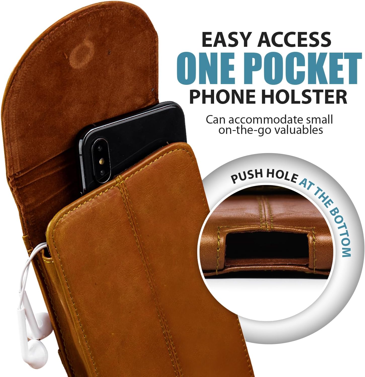 Hengwin Funda de piel auténtica 2 en 1 para teléfono celular compatible con iPhone 14 Pro Max iPhone 13 Pro Max, bolsa para cinturón con clip para