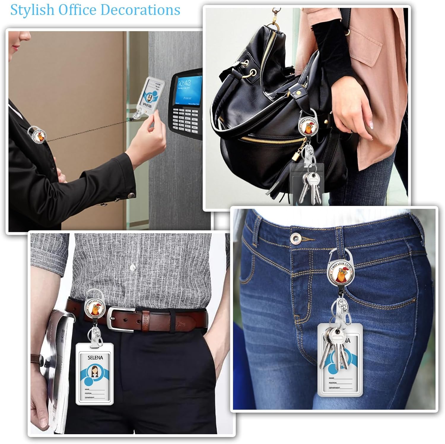 Divertido soporte para tarjetas de identificación con carrete retráctil, con clip de mosquetón, resistente, vertical, tarjeta, identificación,
