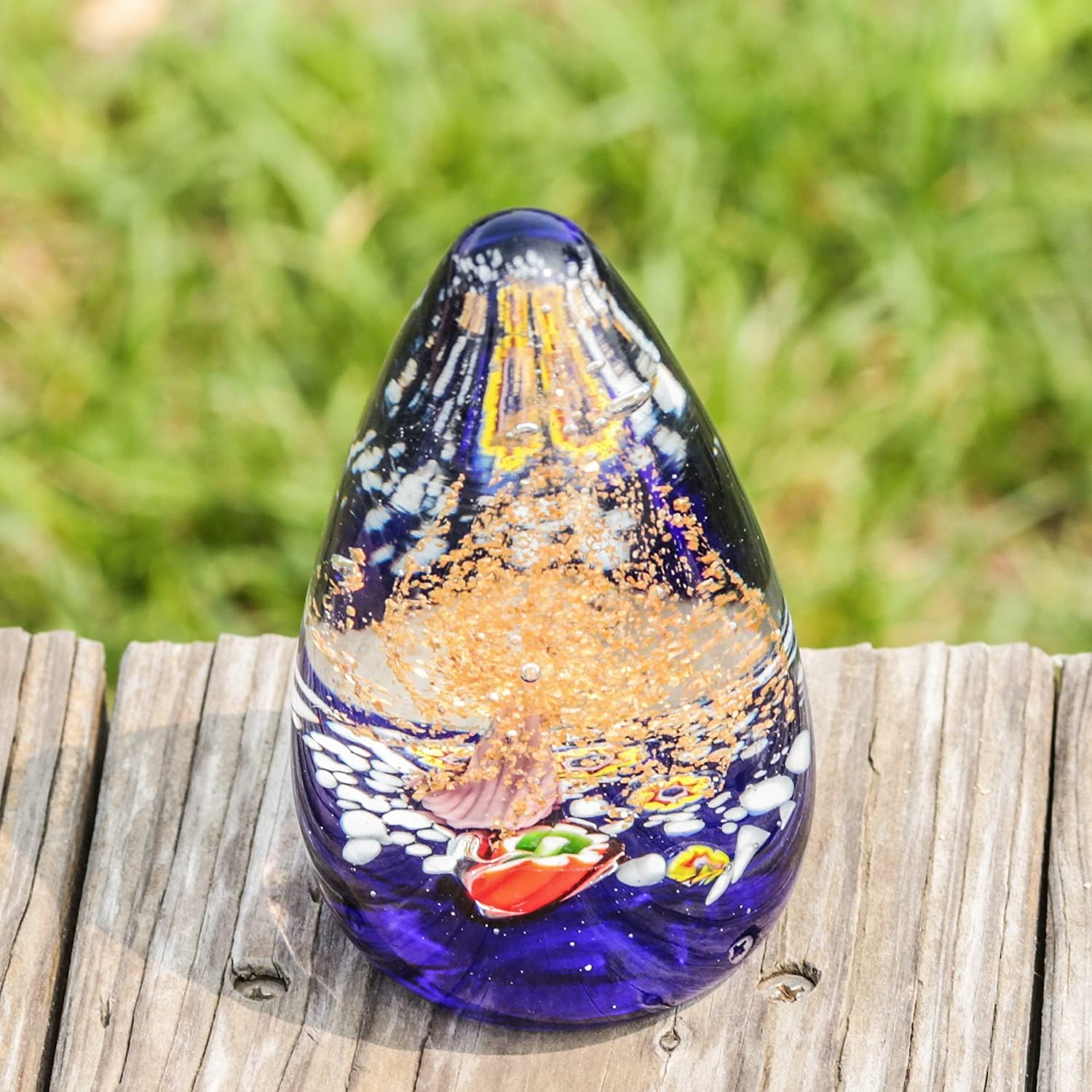 CAILIDE Regalo de cristal de arte de árbol de la suerte dorado soplado a mano para Navidad, cumpleaños, hogar, oficina, decoración, peso de papel