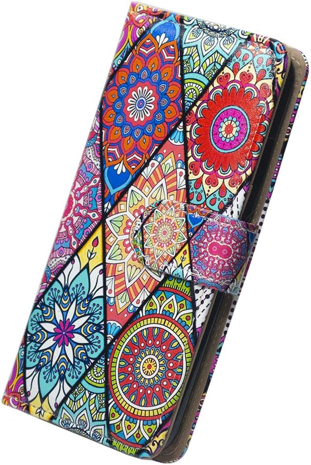 Bcov Funda para Moto E 2020, funda para Motorola E, estilo floral de mandala, de piel, con tarjetero y soporte para ranura para tarjetas, soporte