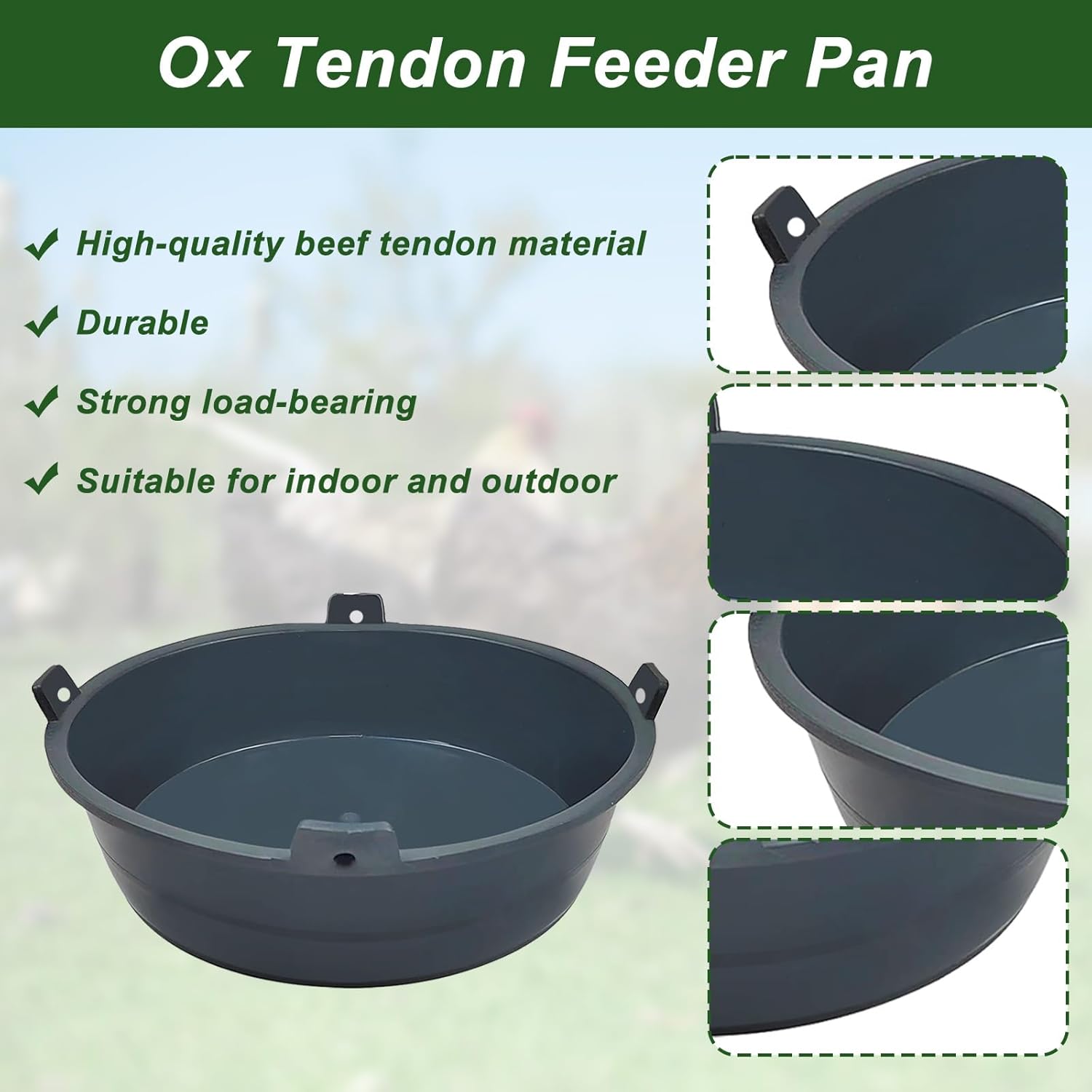 Bandeja de alimentación de tendón de buey de 5 piezas, bandeja de alimentación de tendón de buey duradera de 6 cuartos de galón, cubo de