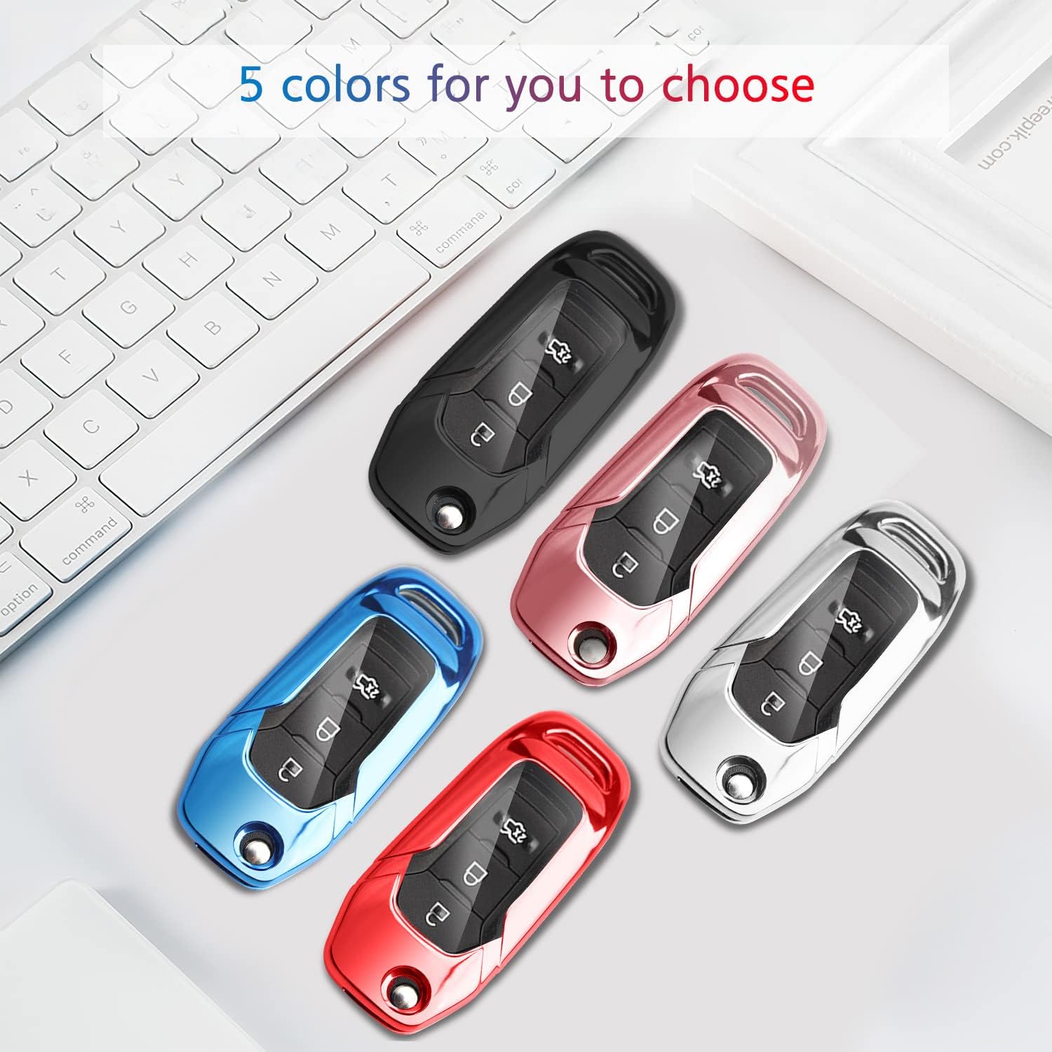 QBUC Funda para llavero Ford, protector de TPU compatible con Ford F150 F250 2015 2016 2017 2018 2019, Focus 3 Escort Kuga Everest Fiesta Mustang