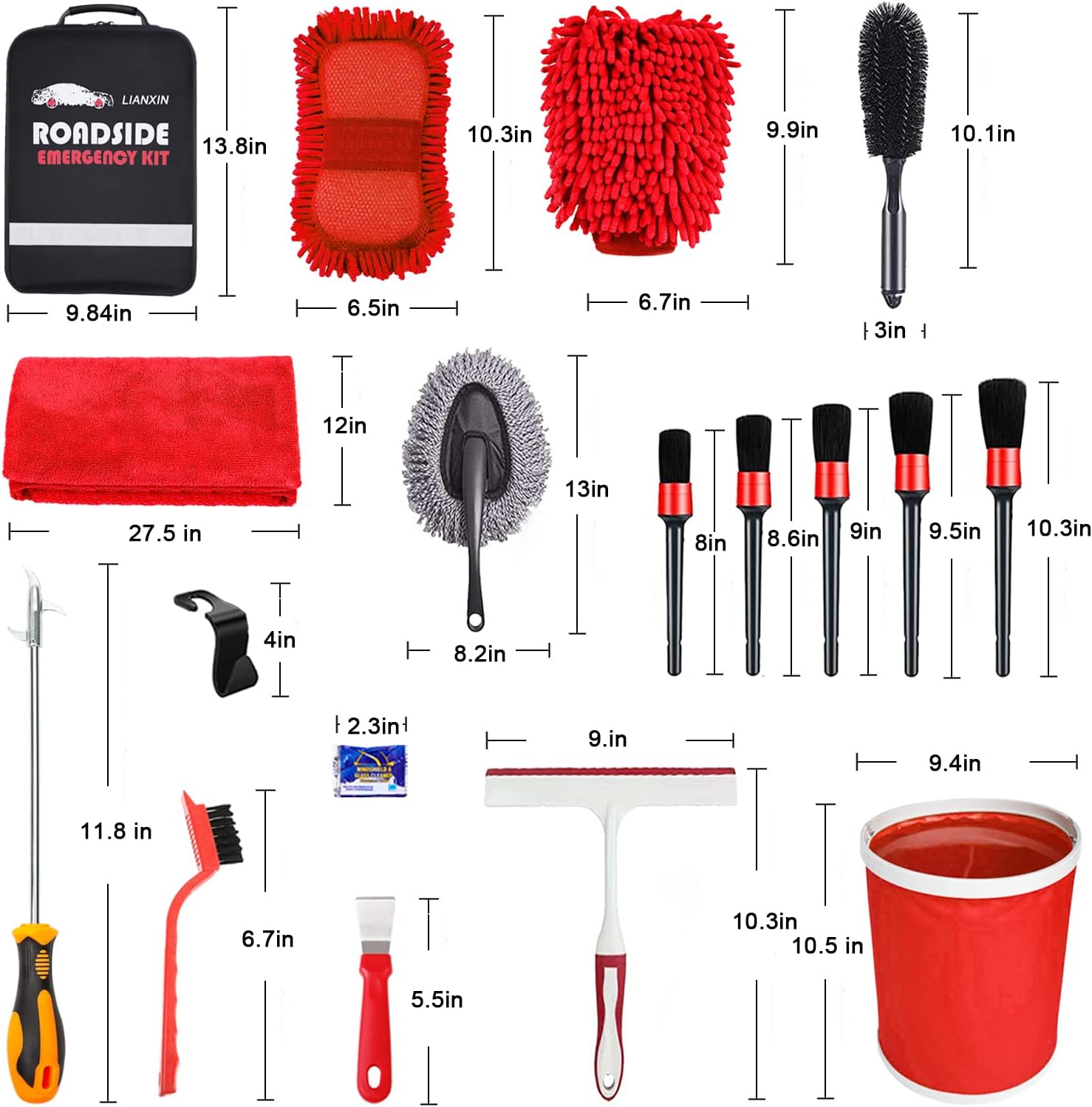 LIANXIN Kit de lavado de autos Kit de limpieza de lavado de autos Pistola de espuma rociador de microfibra Esponja y toallas Pistola de espuma de