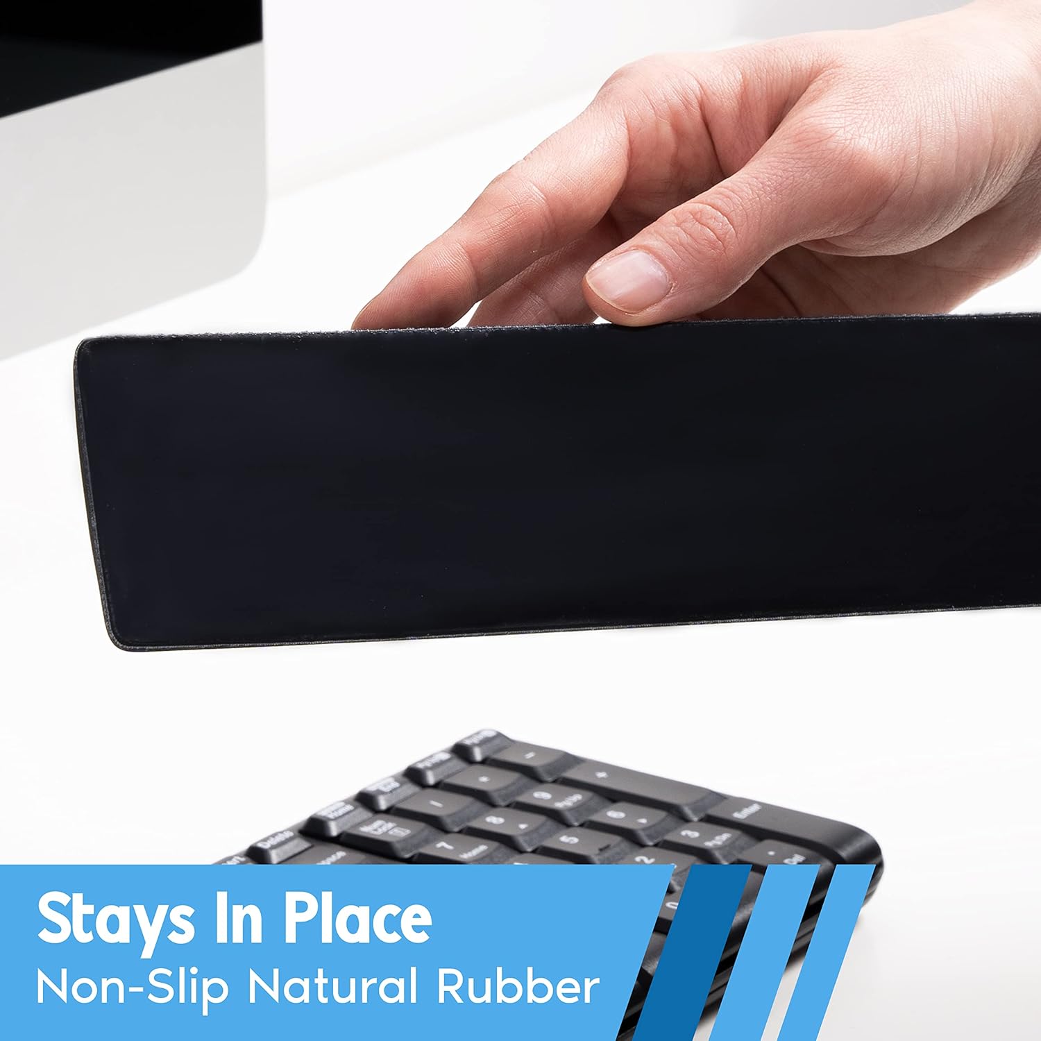 i-Rocks Reposamuñecas para teclado de espuma viscoelástica, reposamuñecas que reduce el dolor para teclado de computadora, base de goma
