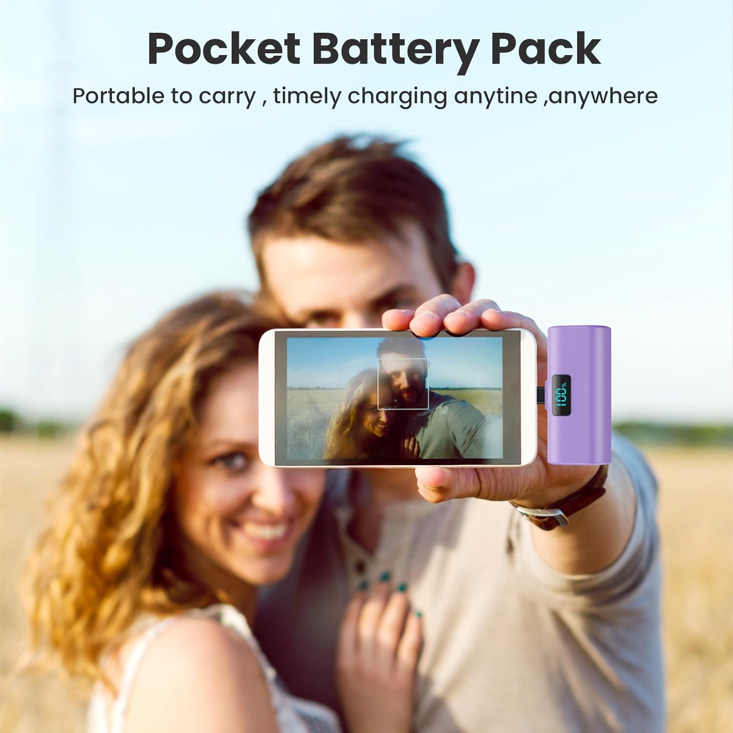 Paquete de 2 Cargador portátil pequeño de 5200 mAh, banco de energía PD USB C actualizado con conector USB-C integrado, pantalla LCD, batería