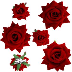 6 pinzas para el pelo de rosas rojas para mujeres y niñas, broches de flores, broches florales, pinzas de tela con rosas para el cabello, accesorios 6 pinzas para el pelo de rosas rojas para mujeres y niñas, broches de flores, broches florales, pinzas de tela con rosas para el cabello, accesorios