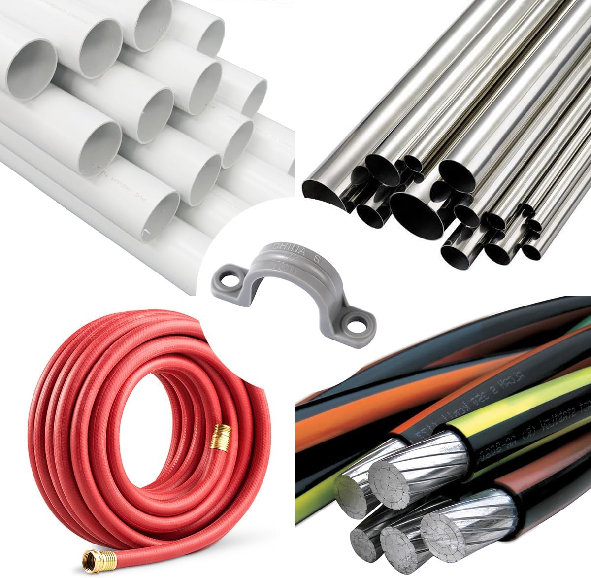 50 correas de tubo de PVC de 12 pulgada, 2 agujeros de plástico para correa de conducto, abrazaderas de tubo, abrazadera de conducto, clips de