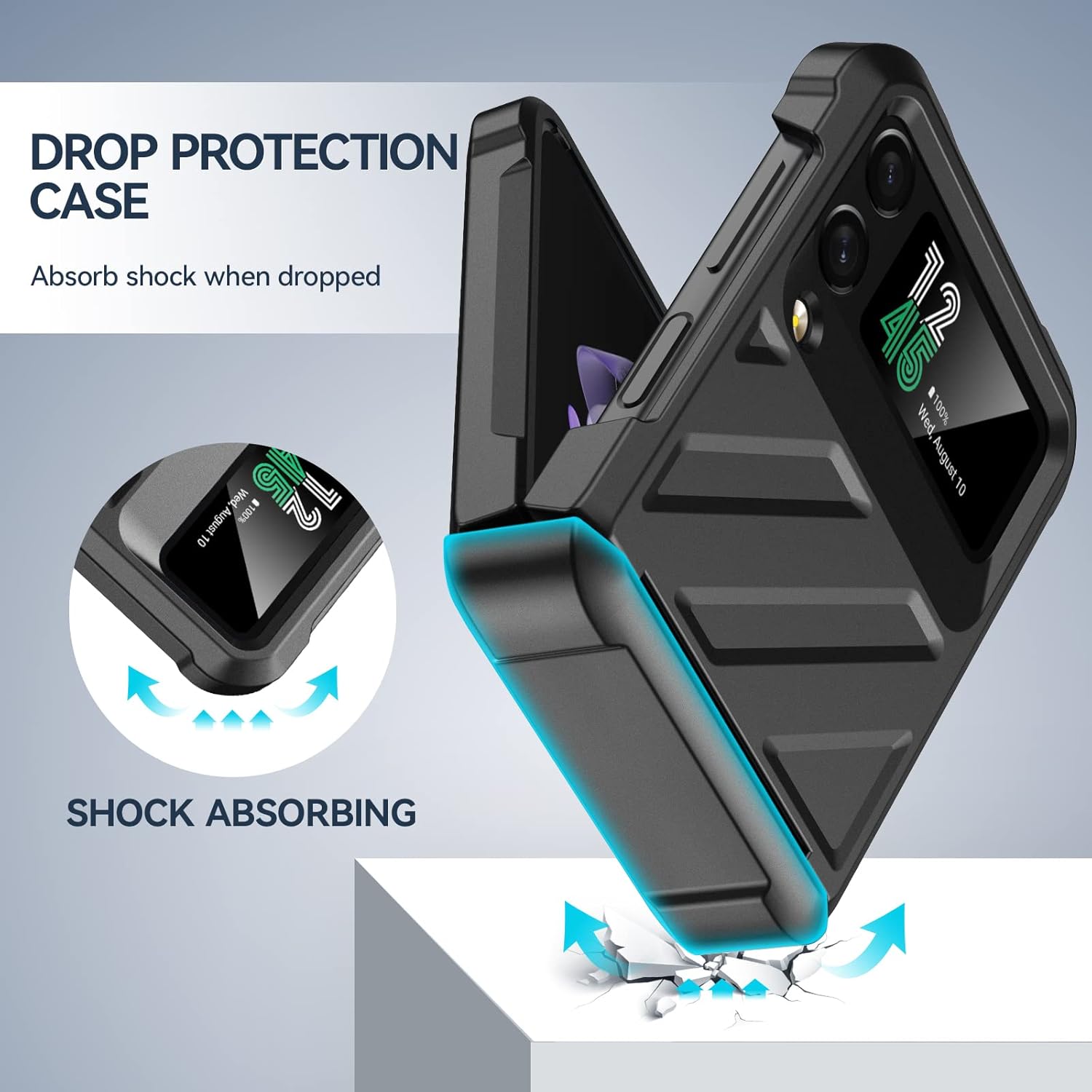 Vizvera Funda para Samsung Galaxy Z Flip 4 con protección de bisagra, funda Flip z 4 – Funda de silicona todo incluido a prueba de golpes para