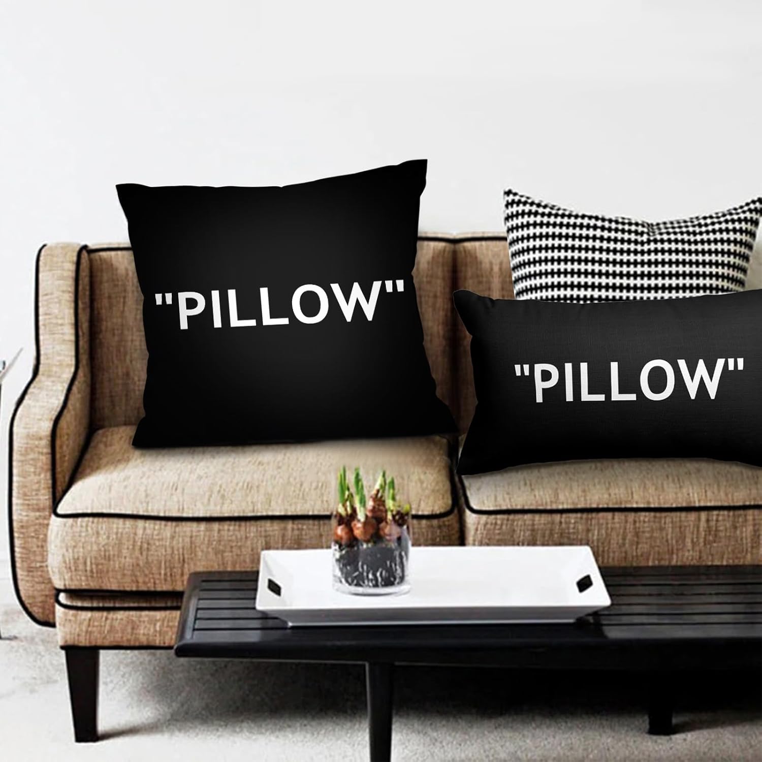 Snycler Hypebeast – Juego de 2 fundas de almohada decorativas inspiradas en negro hueso, decoración de cabeza de tenis, funda de cojín cuadrada para