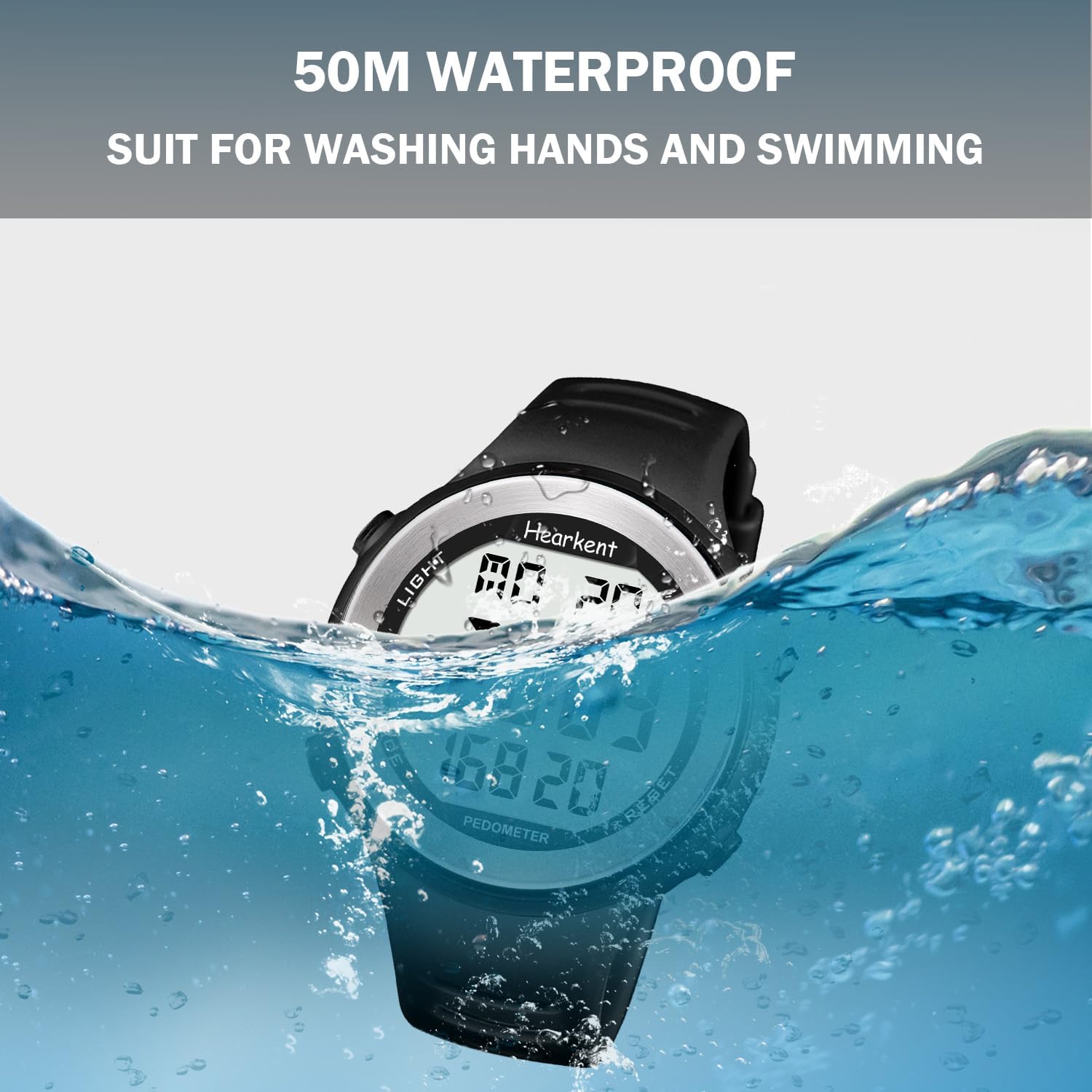Reloj podómetro para personas mayores, sin Bluetooth, no requiere aplicación, con contador de pasos, calorías y números grandes, luz de fondo