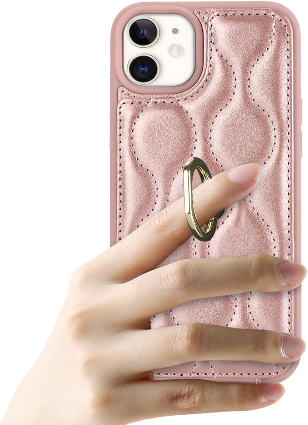 Lipvina Funda para iPhone 12 Mini con tarjetero, soporte para tarjeta de crédito, soporte de anillo de soporte y bloqueo RFID, funda de piel