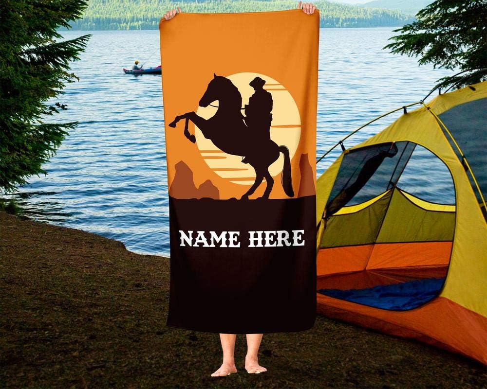 Toalla de vaquero y caballo personalizada extragrande para niños, toallas de viaje personalizadas de gran tamaño para playa, piscina y baño para