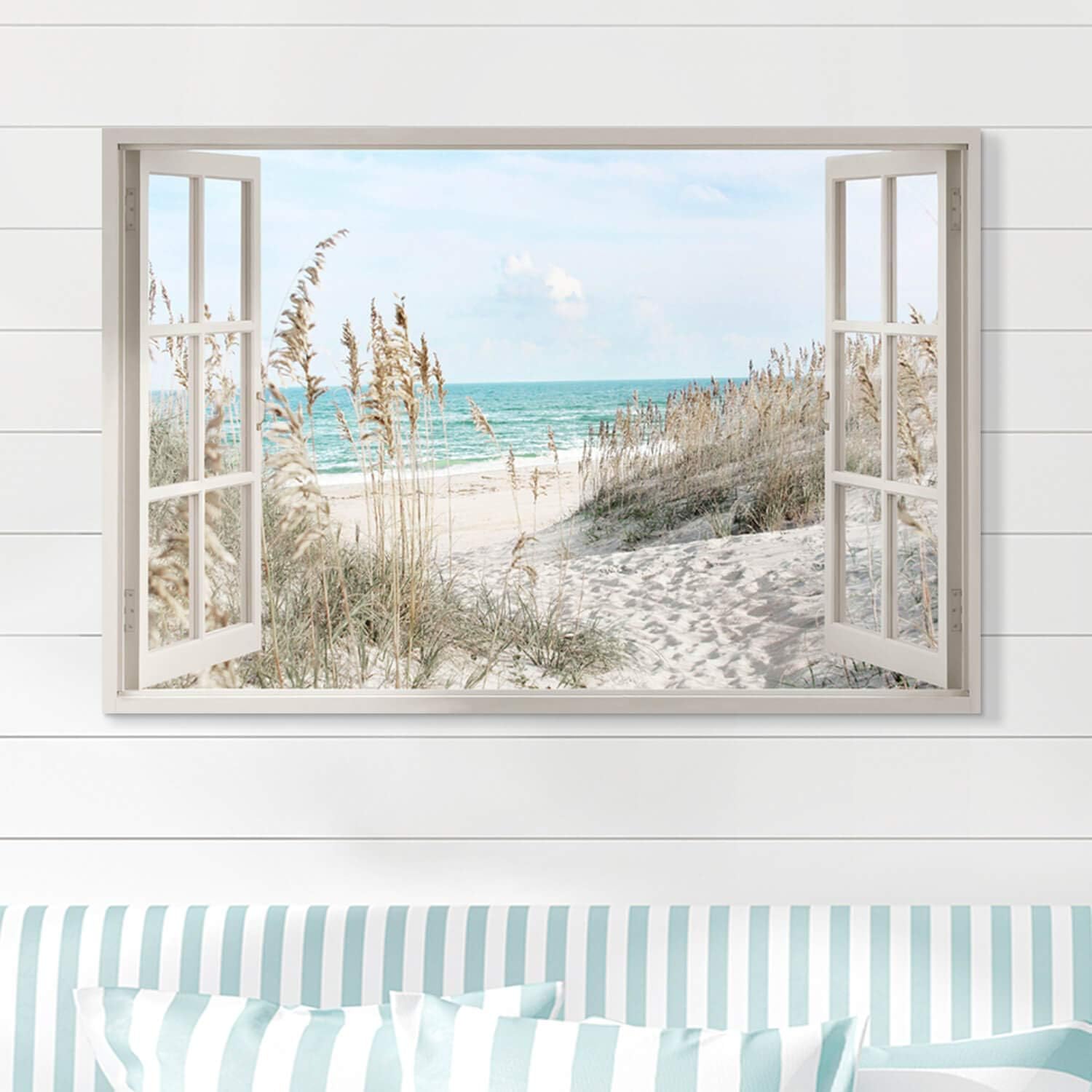Cuadro costero – Arte de pared de playa obra de arte de playa temática de playa, paisaje marino, impresiones en lienzo para dormitorio (45 x 30 x 1