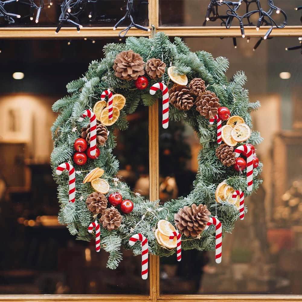 48 piezas de bastón de caramelo para decoración de árbol de Navidad, adornos colgantes de caramelo para árbol de Navidad, bastón de caramelo de