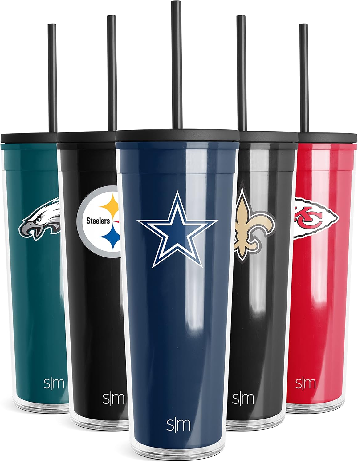 Simple Modern Vaso de plástico con licencia oficial de la NFL con tapa y popote, 24 onzas