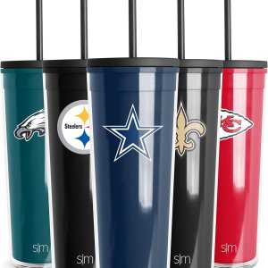 Simple Modern Vaso de plástico con licencia oficial de la NFL con tapa y popote, 24 onzas Simple Modern Vaso de plástico con licencia oficial de la NFL con tapa y popote, 24 onzas