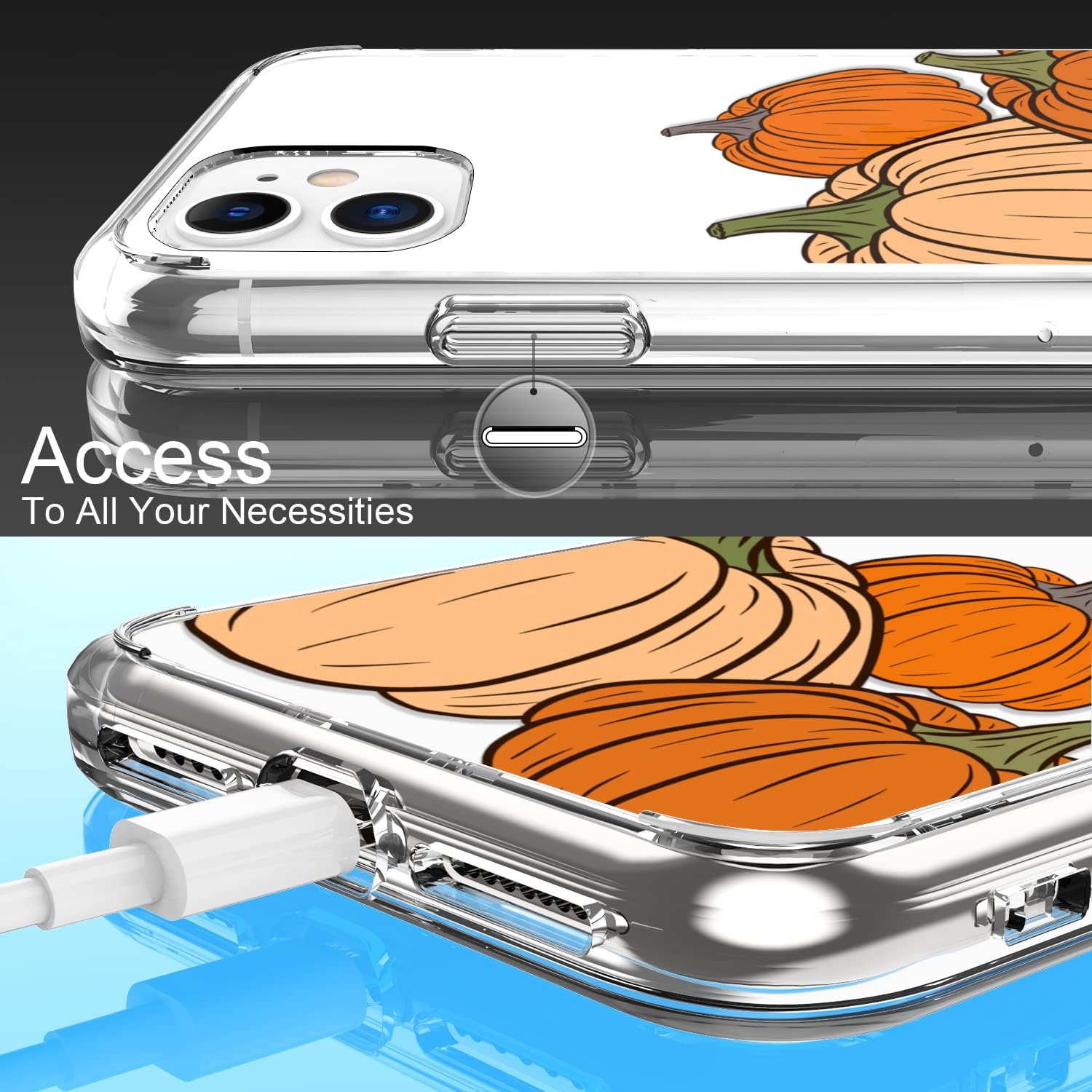 LUHOURI Funda diseñada para iPhone 11 con protector de pantalla, ajuste delgado, funda de acrílico transparente resistente para mujeres y niñas,
