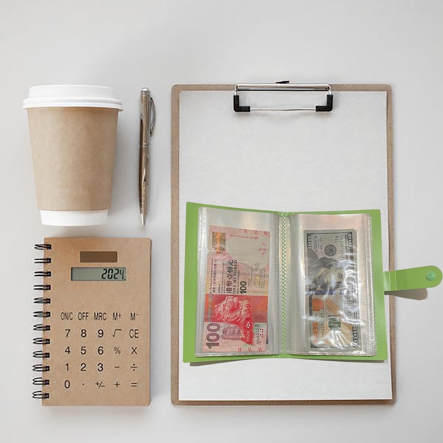 Carpeta de ahorro de dinero, 50 páginas fundas transparentes para monedas, titulares de billetes protector de dinero para billetes conmemorativos,