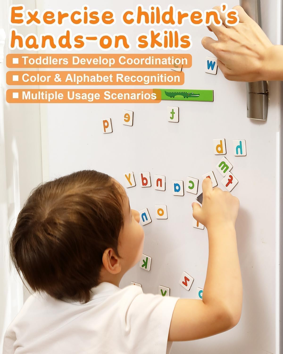Lauon Juego de letras y números magnéticos para niños pequeños, 52 imanes del alfabeto para refrigerador, juguete de educación temprana con