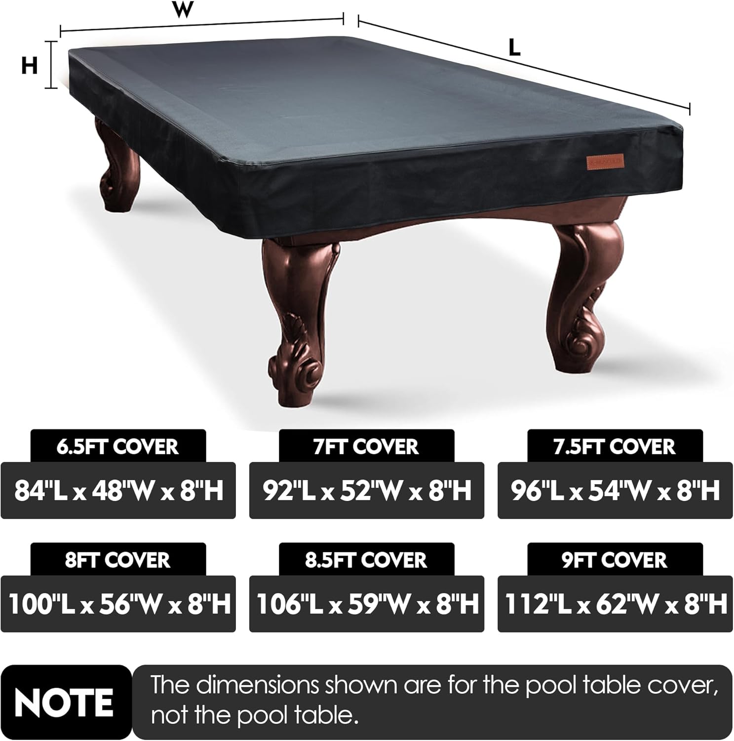 K-Musculo Funda para mesa de billar, de cuero sintético resistente, impermeable y a prueba de desgarros, 6.577.5888.59 pies