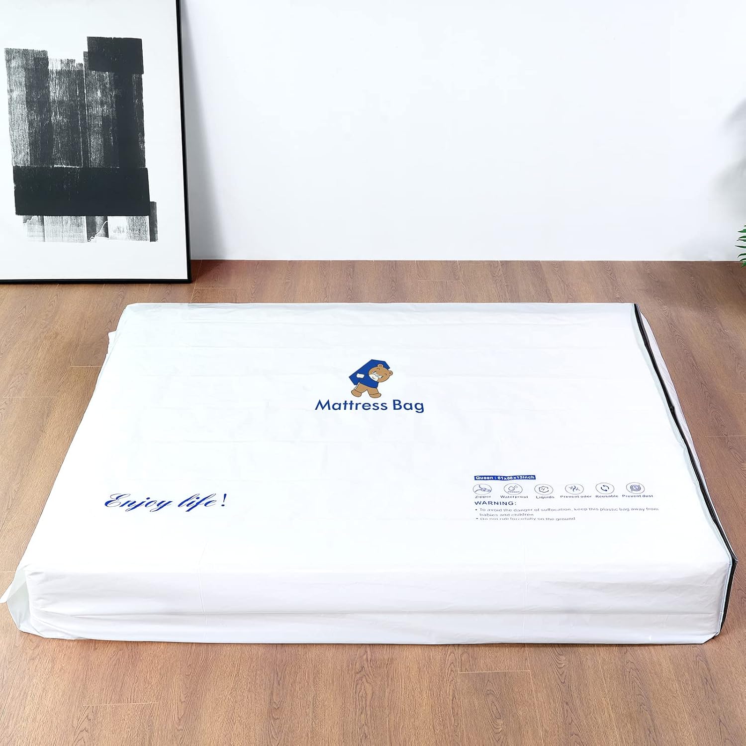 Bolsas de colchón para mudanza y almacenamiento, bolsa de colchón impermeable con cremallera de 6 mil, tamaño individual, extra gruesa, resistente a