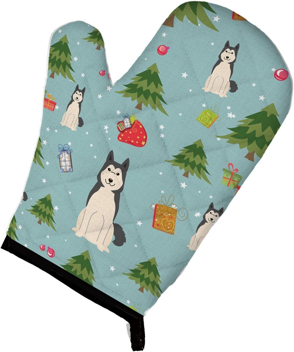 Caroline’s Treasures BB4685OVMT – Manopla de horno Laika Spitz de Siberia Occidental de Navidad, resistente al calor, grueso para sartenes calientes