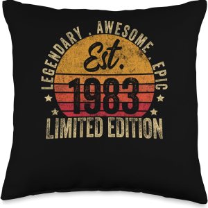 40th Birthday Vintage 40 Year Old Est 1983 Limited Edition Throw Pillow, 16×16, Multicolor 40th Birthday Vintage 40 Year Old Est 1983 Limited Edition Throw Pillow, 16×16, Multicolor