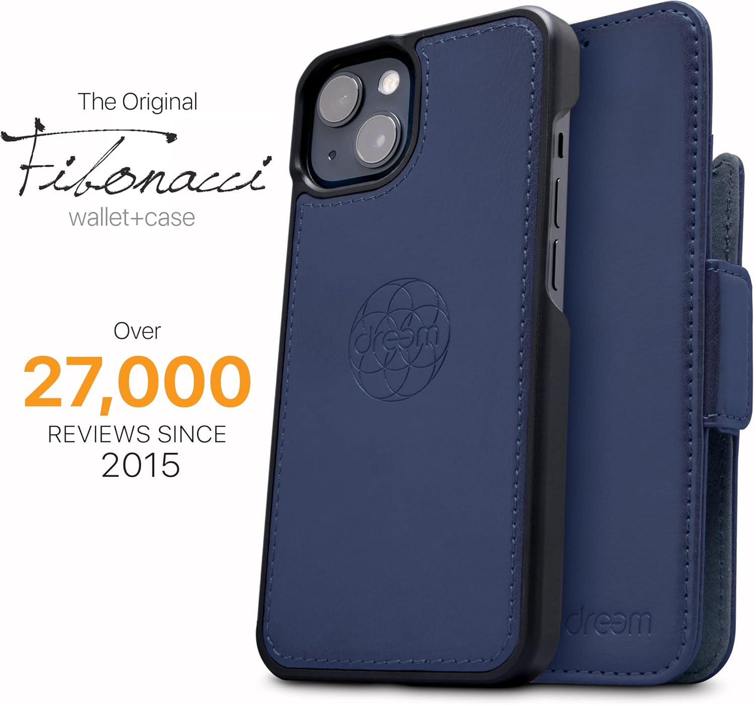 Dreem Fibonacci – Funda tipo cartera para iPhone 15 Plus, 2 en 1, a prueba de golpes y funda desmontable de piel vegana, compatible con MagSafe,
