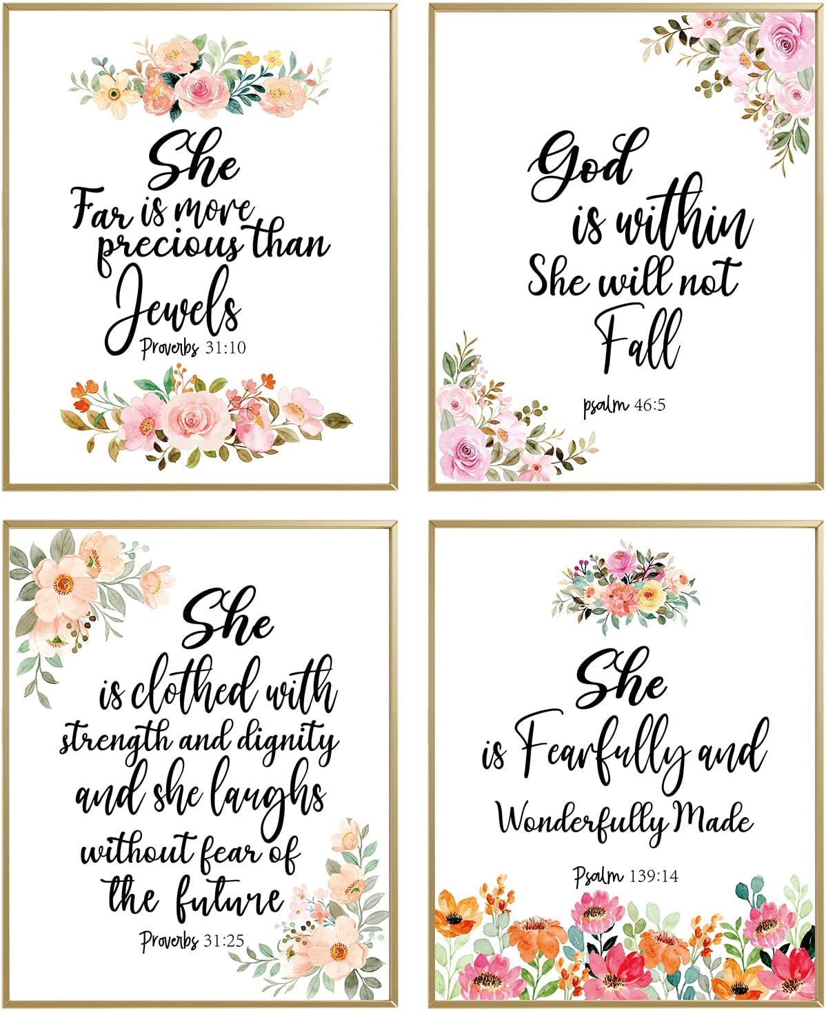 Pósteres de arte de pared con versículo bíblico de flores, decoración de pared cristiana, decoración de pared de las Escrituras, la Biblia para
