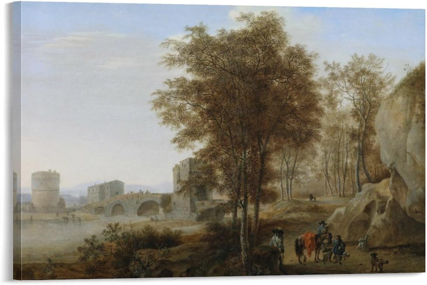 Viajeros en el Ponte Lucano sobre el Anio en Tivoli – Póster para pared, póster impreso en lienzo para decoración de dormitorio, sala de estar, 08 x