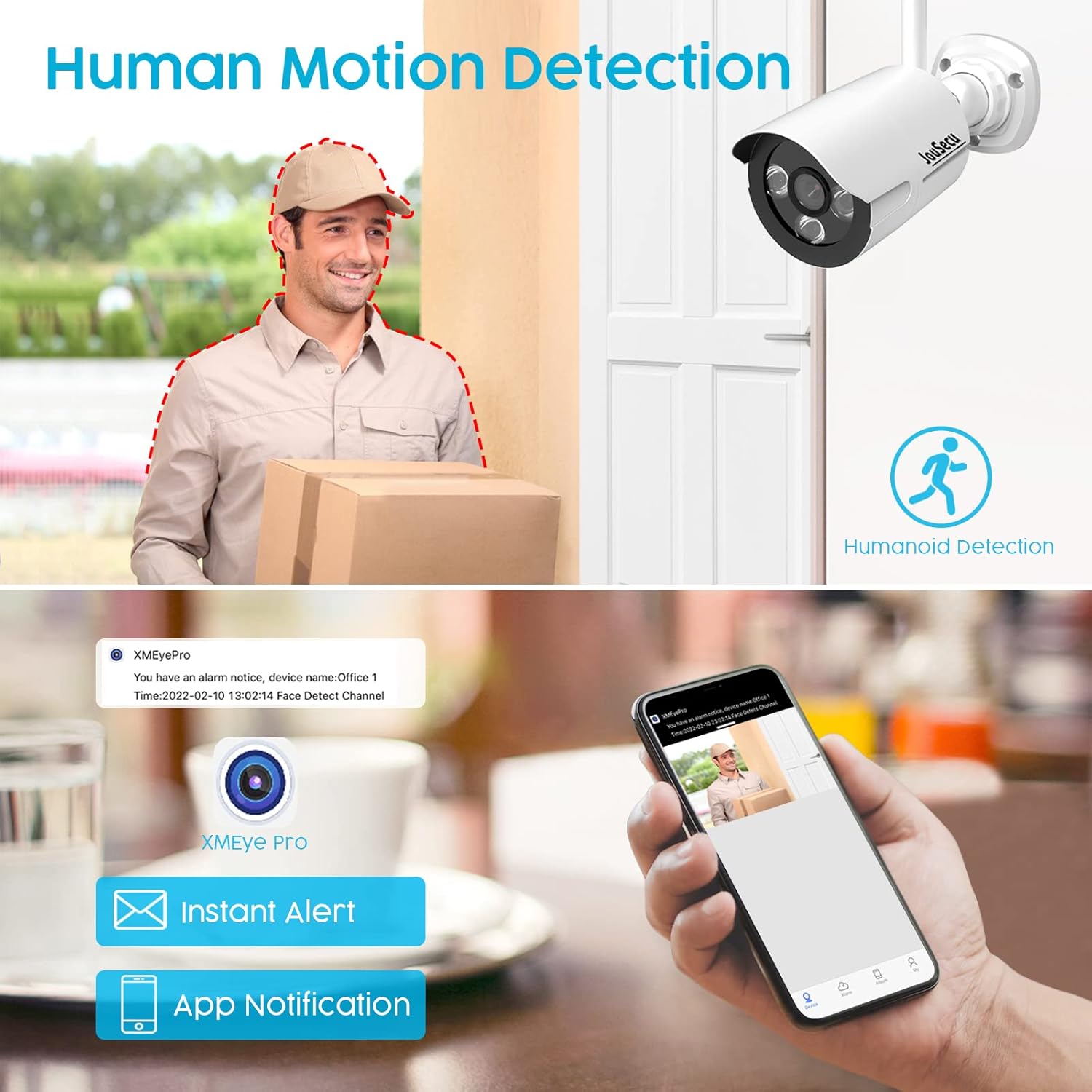 JouSecu JouSecu – Sistema de cámara de seguridad inalámbrica de 8 canales, grabadora NVR de vigilancia CCTV de 3 MP con 4 cámaras WiFi HD de 3.0MP