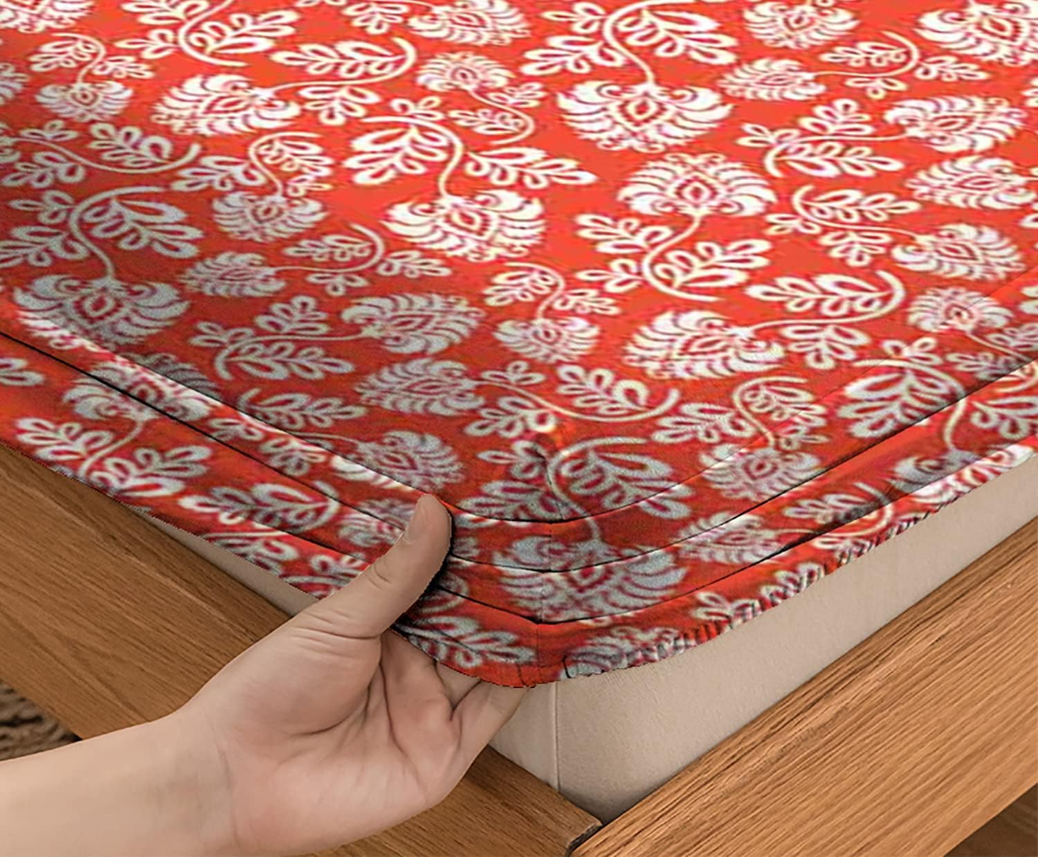 Sábanas bajeras de tamaño matrimonial, diseño de patrón Nouveau, juego de ropa de cama de 3 piezas con estampado decorativo, sábana bajera de