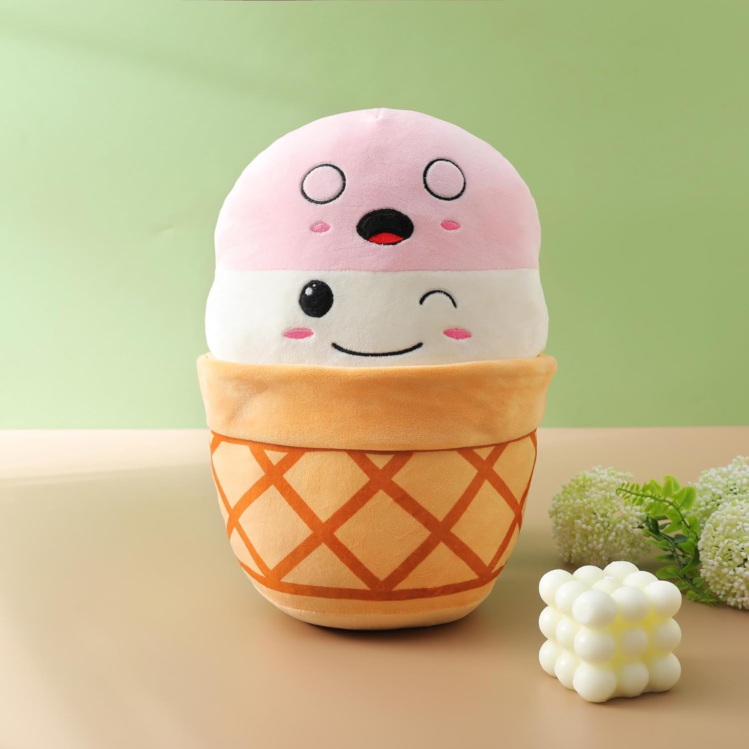 Almohadas de peluche de 12 pulgadas de helado para niños, animales de peluche, peluches kawaii, lindo peluche fácil de limpiar