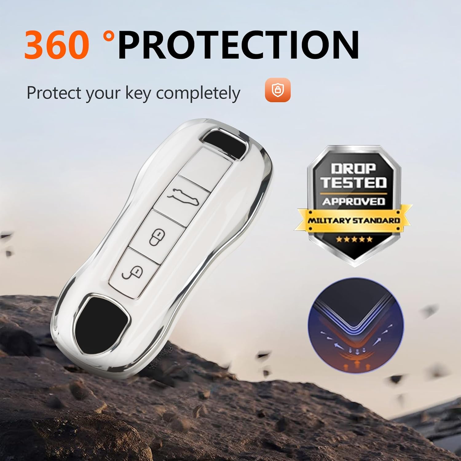 Funda para llavero Porsche con llavero de diamante para 911 Cayenne Panamera TAYCAN 3 botones entrada sin llave Accesorios de control remoto