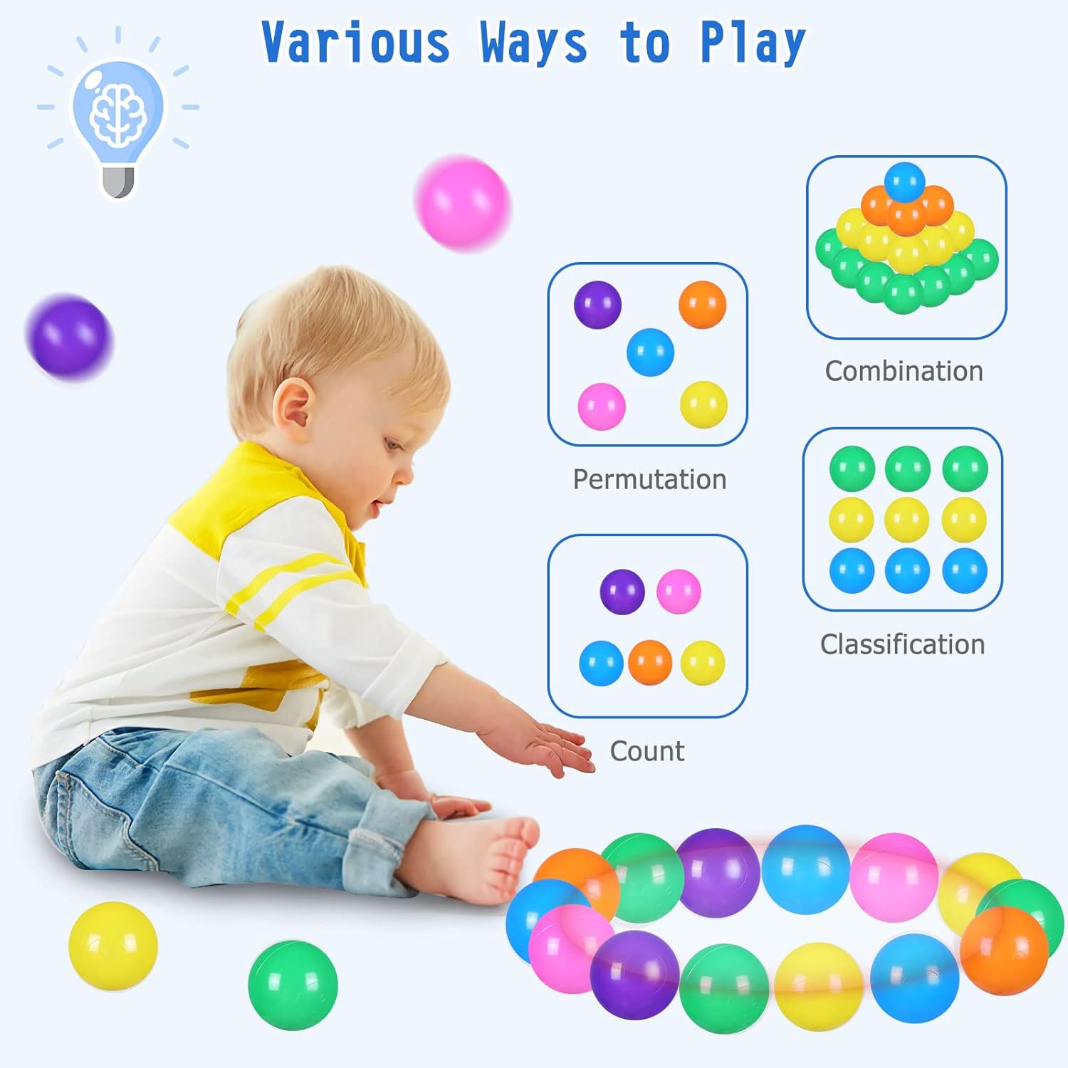 GAMIFUN Pelotas para hoyos de bolas, sin ftalatos, sin BPA, bolas de plástico no tóxicas para niños y diversión para jugar